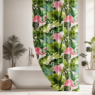 Rideaux De Douche Flamant rose rose Feuille Jungle