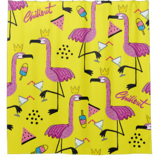 Rideaux De Douche Flamant rose rose : Motif de mode d'été