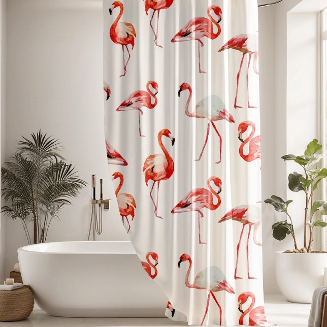 Rideaux De Douche Flamants roses roses tropicaux (Créateur téléchargé)