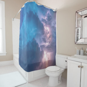 Rideaux De Douche Flashs d'orage de la lumière Décor bleu ciel