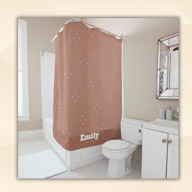 Rideaux De Douche Flèche blanche monogramme sur mousse mocha arrière (Créateur téléchargé)