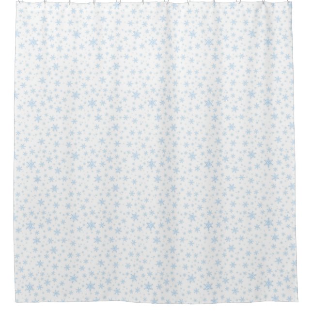 Rideaux De Douche Flèches de neige bleu clair sur blanc (Devant)