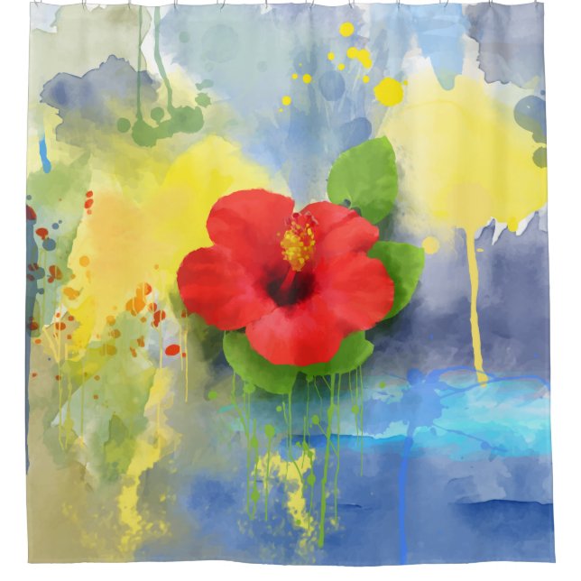 Rideaux De Douche Fleur Abstraite d'Hibiscus (Devant)