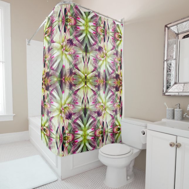 Rideaux De Douche Fleur blanche Dahlia Nature Abstraite (En situation)