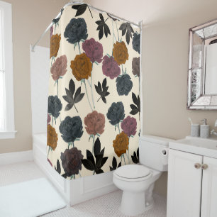 Rideaux De Douche Fleur d'automne vintage aquarelle audacieuse