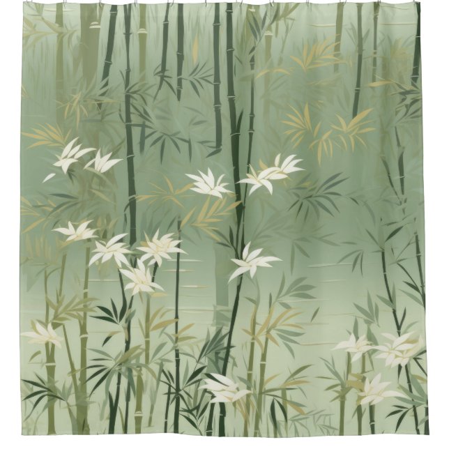 Rideaux De Douche Fleur de bambou sereine asiatique  (6) (Devant)