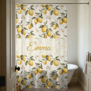 Rideaux De Douche Fleur de citron vintage – Élégant botanique agrume