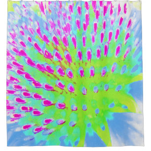 Rideaux De Douche Fleur de cône Abstrait verte et violette de chaux
