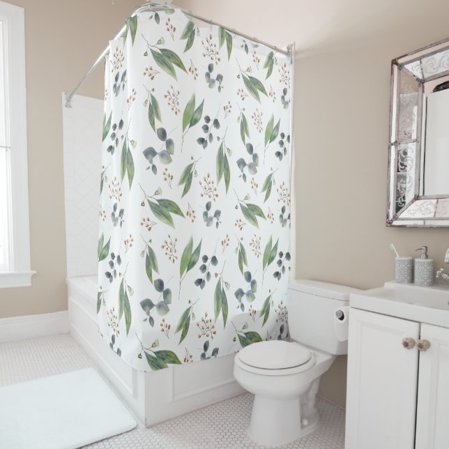 Rideaux De Douche Fleur de gomme à feuilles vertes de l'eucalyptus d (En situation)