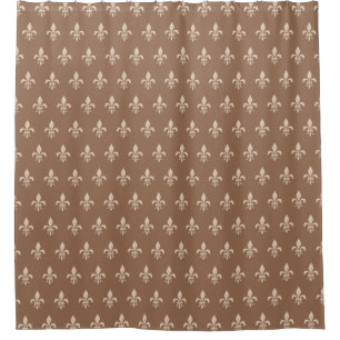 Rideaux De Douche Fleur de Lis dans le beige léger sur le Taupe Tan