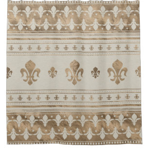 Rideaux De Douche Fleur de lis Pastel Gold