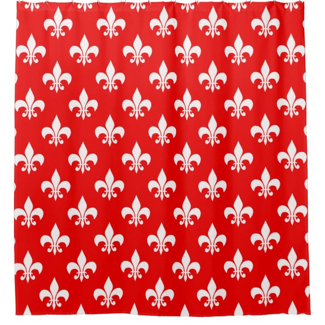 Rideaux De Douche Fleur de lis rouge blanc (Devant)