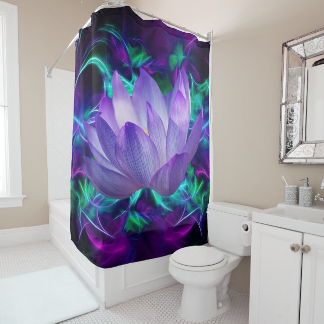 Rideaux De Douche Fleur de lotus pourpre et sa signification (En situation)
