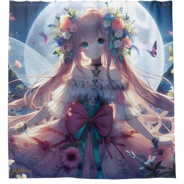 Rideaux De Douche Fleur de lune d'Anime (Devant)