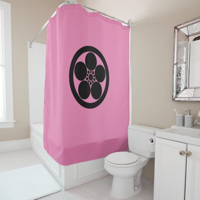 Rideaux De Douche Fleur de prune de style Umebachi en cercle (En situation)