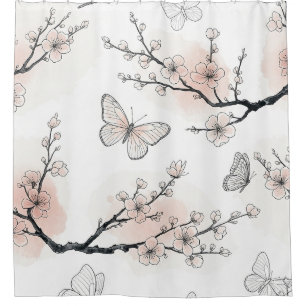 Rideaux De Douche Fleur d'Élégant Papillon (10)