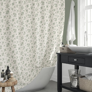 Rideaux De Douche Fleur Ditsy Florale Neutre Beige Sage Cottagecore