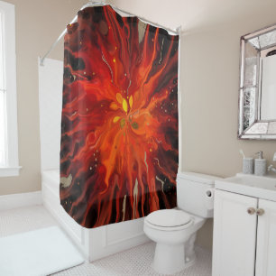 Rideaux De Douche Fleur écarlate – Art floral à l'encre abstraite