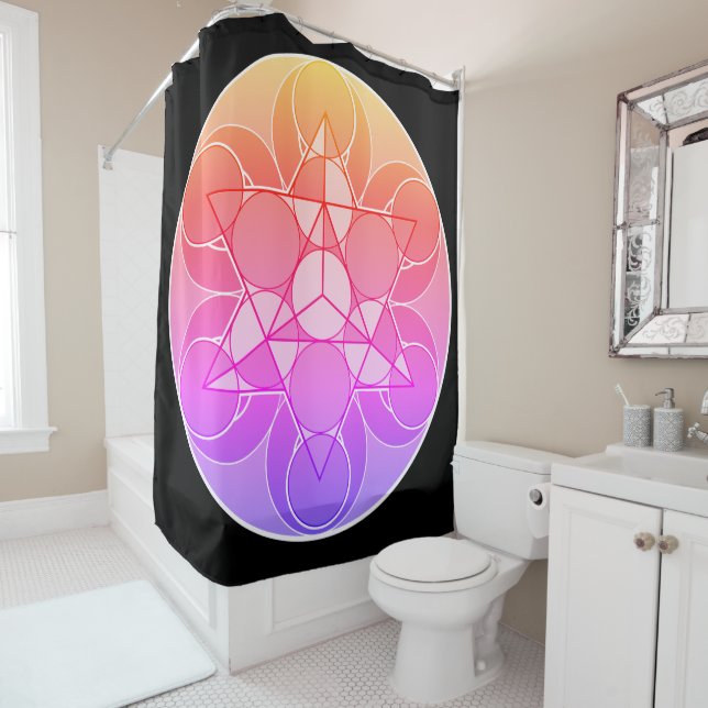 Rideaux De Douche Fleur géométrique (En situation)