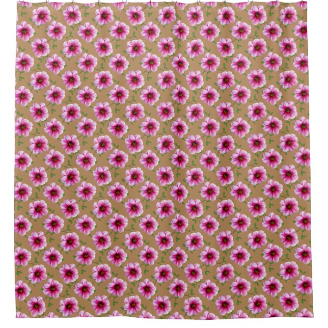 Rideaux De Douche Fleur rose botanique de dahlia sur toute couleur (Devant)