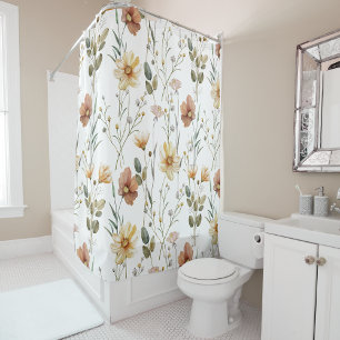 Rideaux De Douche Fleur sauvage aquarelle boho
