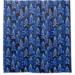 Rideaux De Douche Fleur sauvage Bluebonnet, bleu foncé Texas Floral