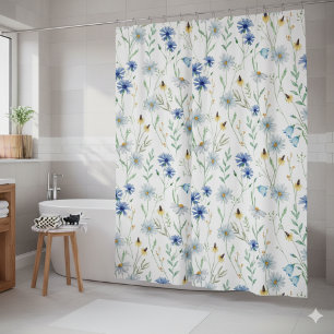 Rideaux De Douche Fleur sauvage couleur bleu violet