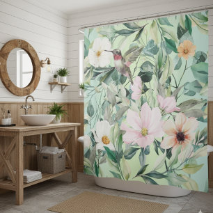 Rideaux De Douche Fleur sauvage d'aquarelle Boho moderne