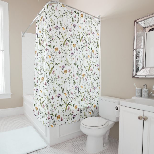 Rideaux De Douche Fleur sauvage Jardin motifs floraux (En situation)