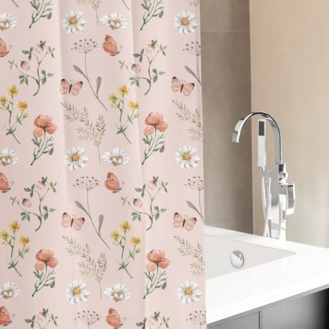 Rideaux De Douche Fleur sauvage rose pâle (Créateur téléchargé)