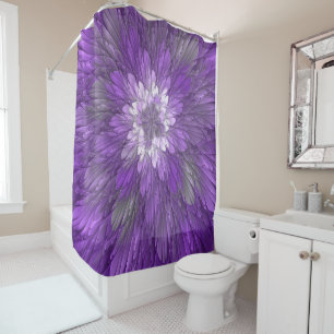 Rideaux De Douche Fleur Violette Abstraite Art Fractal Psychedelique