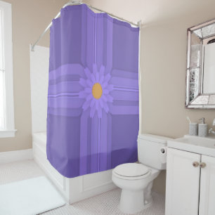 Rideaux De Douche Fleur Violette Simple sur Croix Moderne