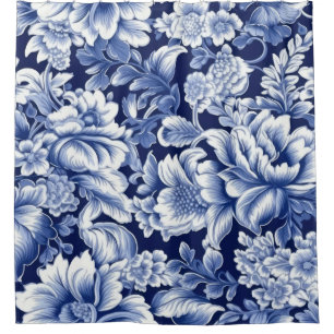 Rideaux De Douche Fleurs bleues Indigo