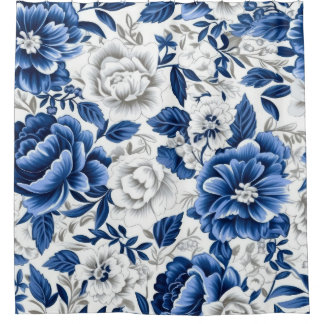 Rideaux De Douche Fleurs bleues Indigo