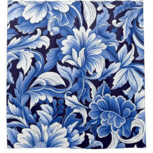 Rideaux De Douche Fleurs bleues Indigo