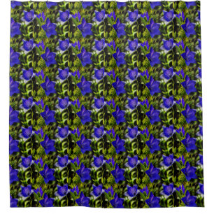Rideaux De Douche Fleurs Bleues Motif d'Art de la Nature   
