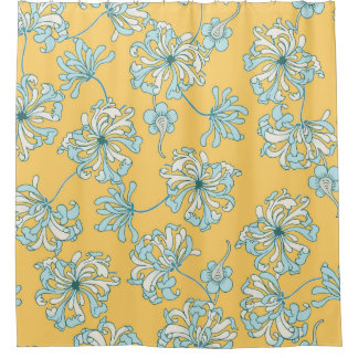 Rideaux De Douche Fleurs Chrysanthèmes vintages, Motif Oriental.