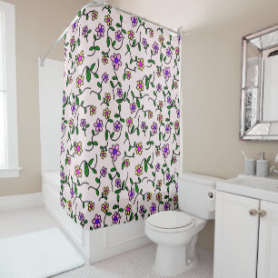 Rideaux De Douche Fleurs colorées, Motif Floral, Verdure, Boho