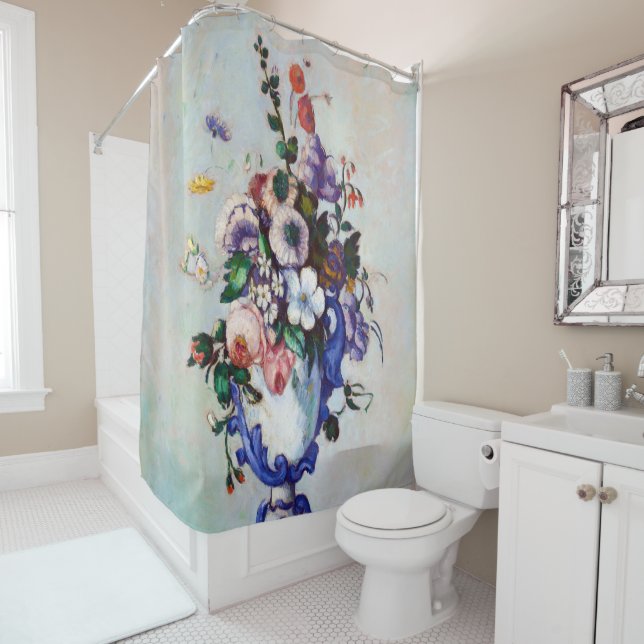 Rideaux De Douche Fleurs dans un Vase Rococo, Paul Cezanne (En situation)