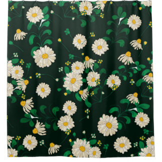 Rideaux De Douche Fleurs de broderie et motif sans couture feuille. 