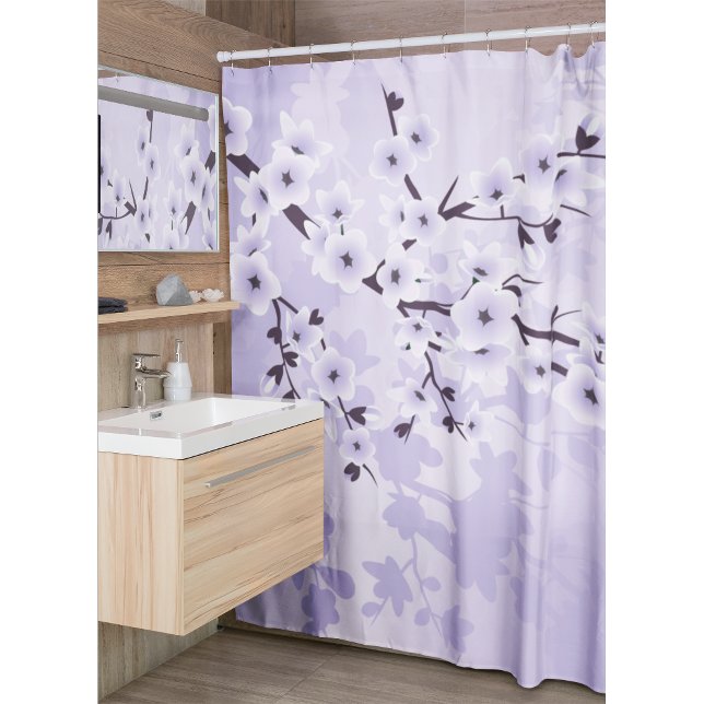 Rideaux De Douche Fleurs de cerises florales Pourpre classique (Créateur téléchargé)