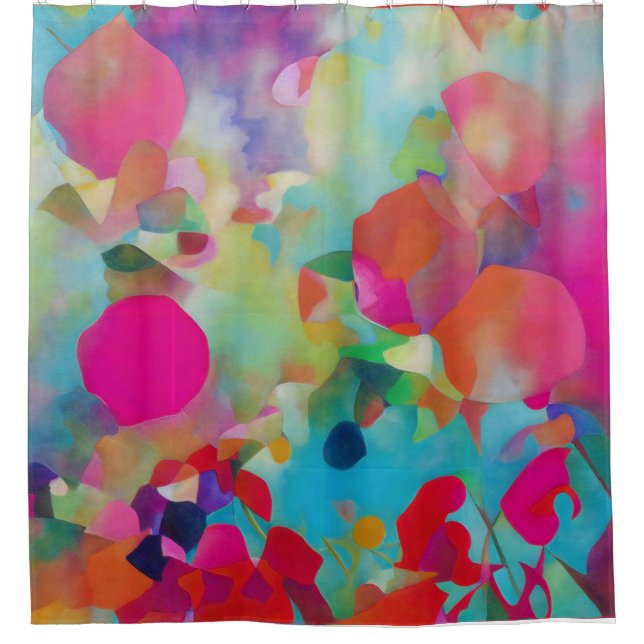 Rideaux De Douche Fleurs de couleurs Abstraites modernes (Devant)
