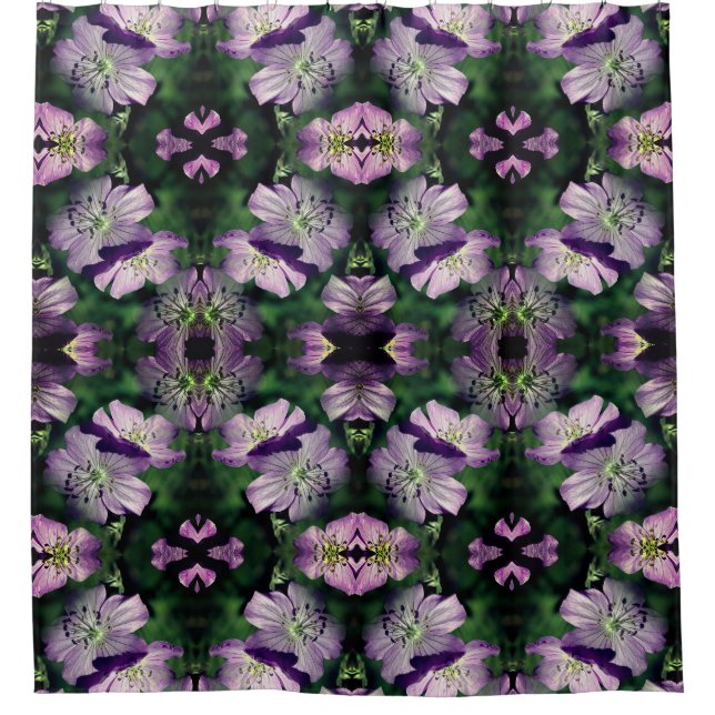 Rideaux De Douche Fleurs de géranium violet Multipliées Abstraites (Devant)