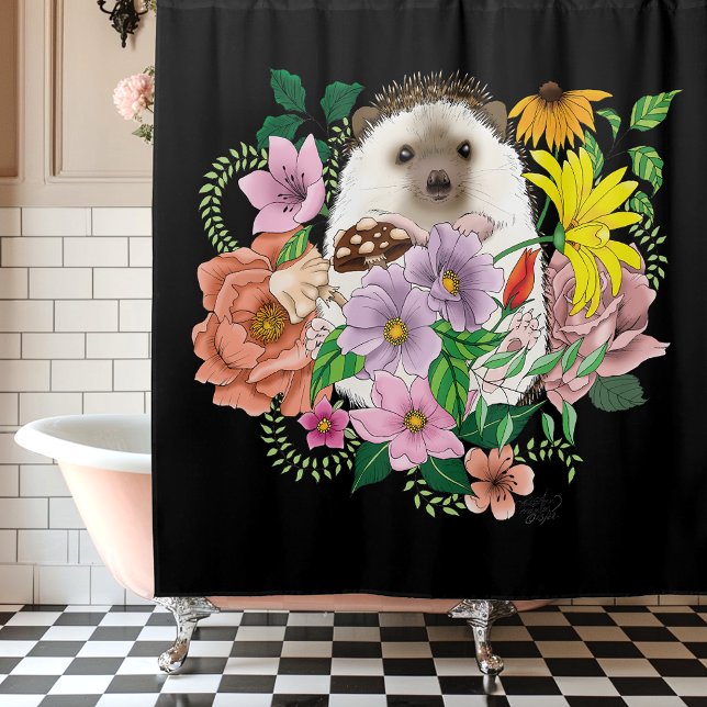 Rideaux De Douche Fleurs de hérisson mignonnes (Créateur téléchargé)