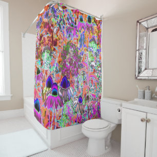 Rideaux De Douche Fleurs de jardin rose chaleureux et vert citron ps