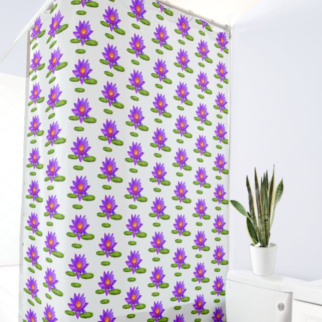 Rideaux De Douche Fleurs de lotus violettes et coussinets de lys sur (Créateur téléchargé)