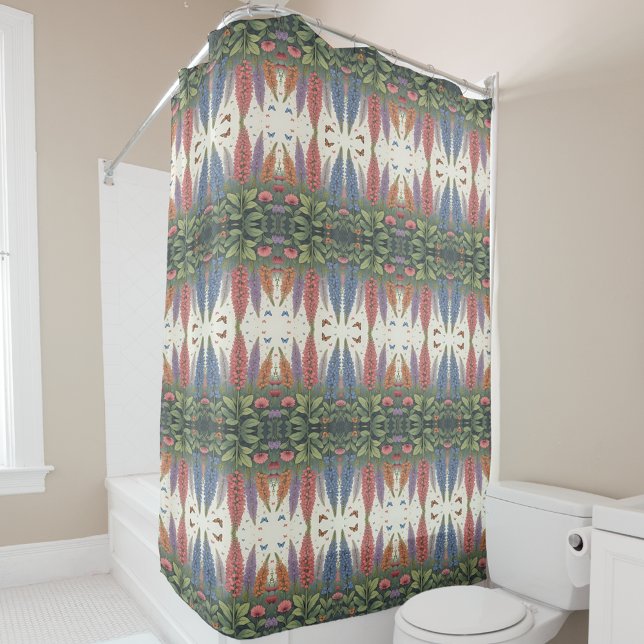 Rideaux De Douche Fleurs de lupine Papillons Vintage motif floral (Créateur téléchargé)