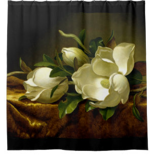 Rideaux De Douche Fleurs de Magnolia de Heade sur velours d'or