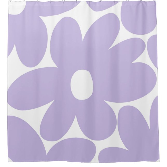 Rideaux De Douche Fleurs de marguerite rétro en lavande #1 #floral # (Devant)