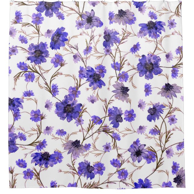 Rideaux De Douche Fleurs de Marigold, papier peint floral transparen (Devant)